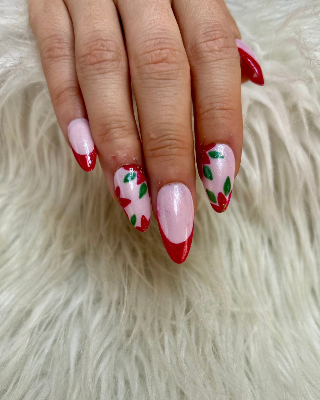 Press on Nail - Red Flower Christmas
