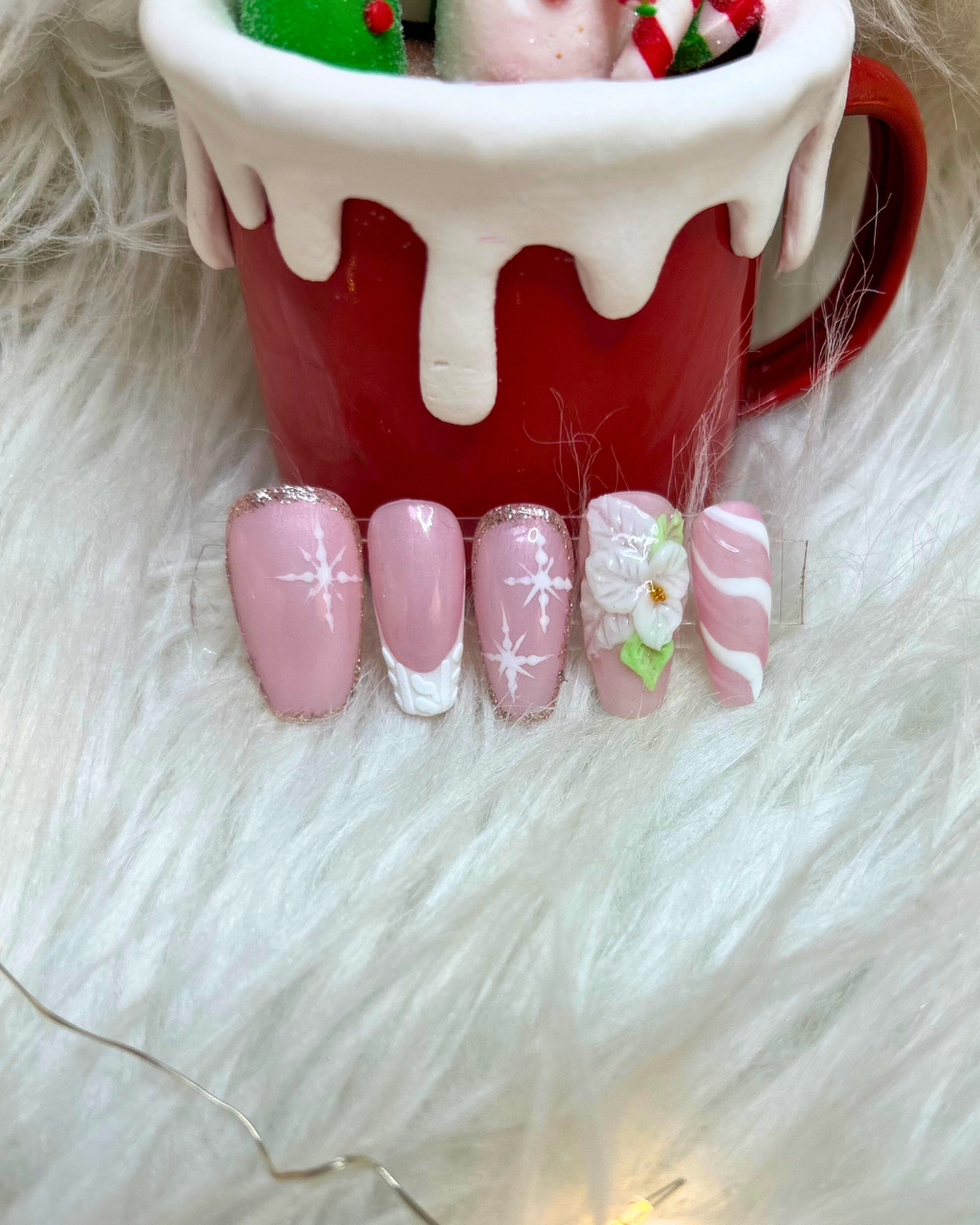 Press on Nail - Flower Christmas